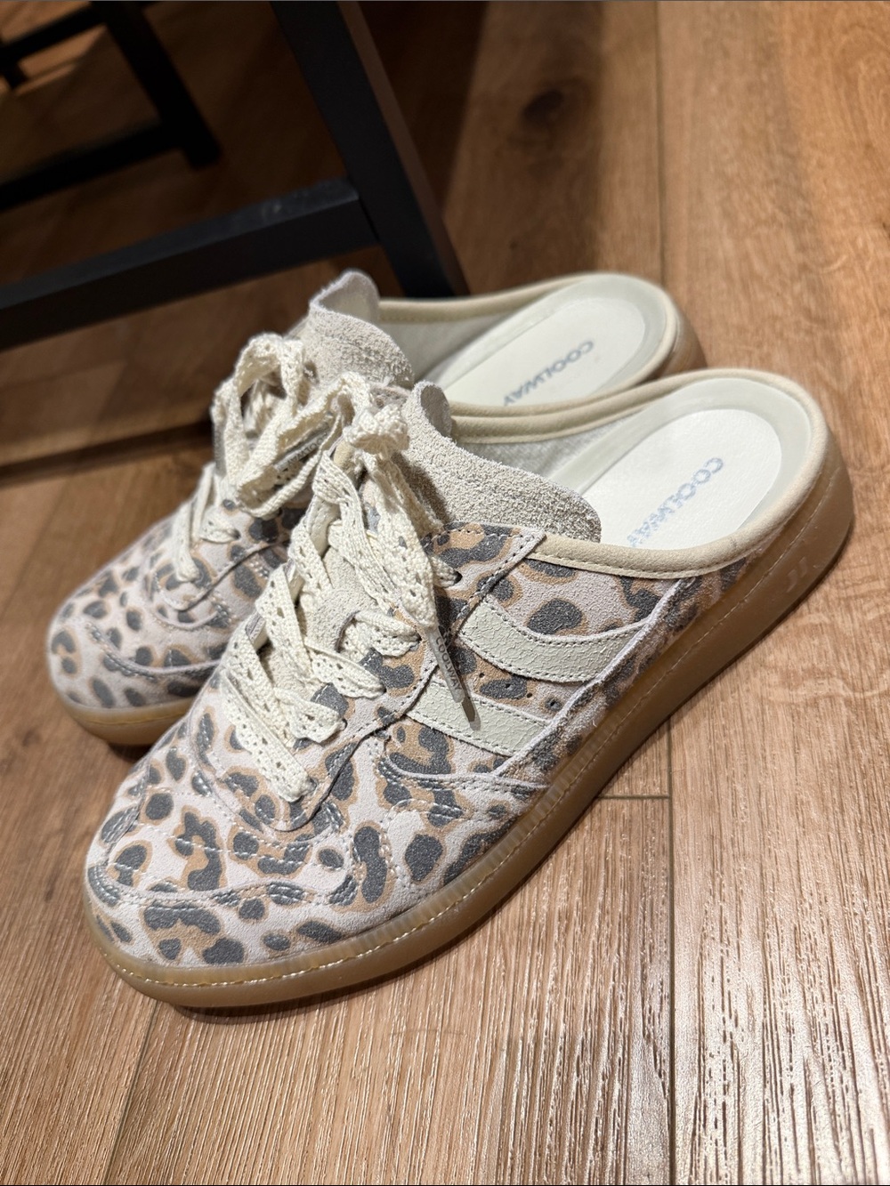 Coolway Leopard Print Slip-On Sneakers in Beige